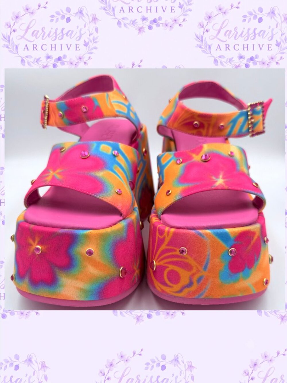 Club Exx by Dolls Kill | "Island Time" Neon Platform Sandals | Size 7 - Picture 5 of 16
